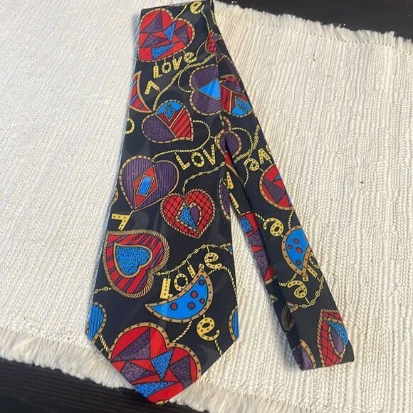 Men’s Novelty Ties Love and Hearts Valentine’s day Black Multicolor - Picture 2 of 5